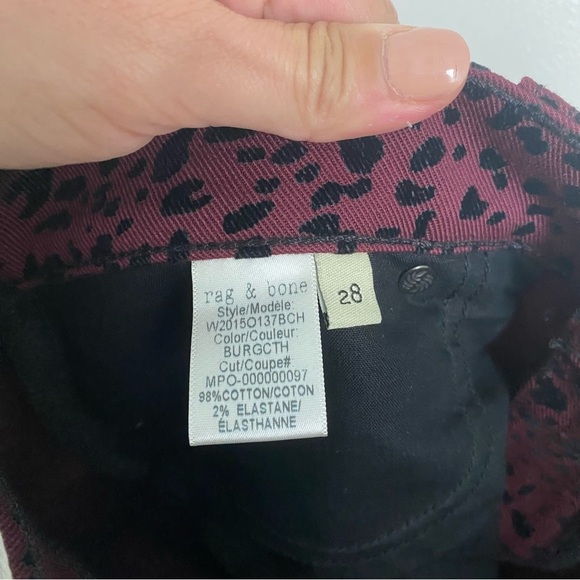 RAG & BONE Hana Cheetah Bootcut Jeans in Burgundy size 28 - Picture 10 of 11